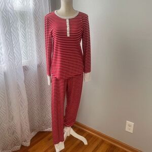 American Eagle Women's Holiday Stripe Pajama Set Top Bottom Set Large